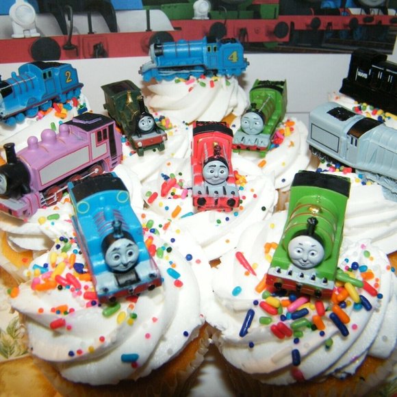Thomas the Tank Engine Deluxe Cake Toppers Set of 14 with 10 Trains, 2 Stickers - Picture 2 of 7